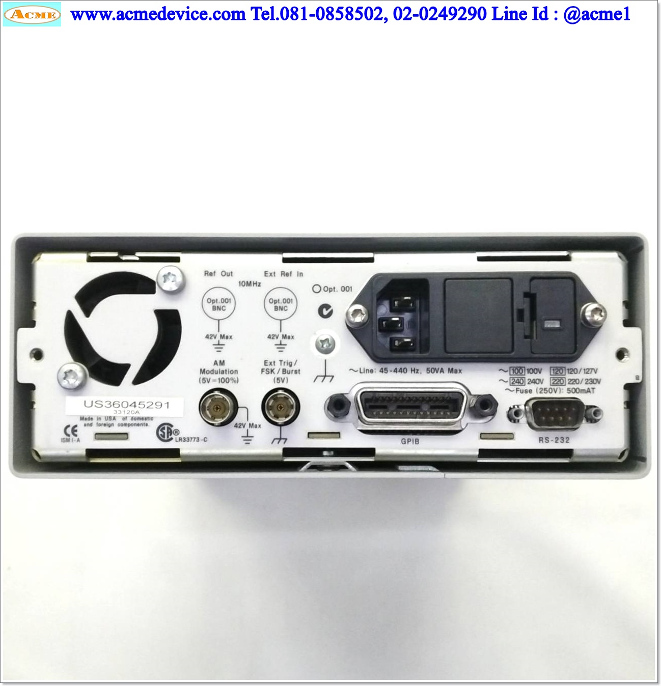 Function Generator Agilent รุ่น 33120A, 15 MHz, Function / Arbitrary Waveform Generator, (หน้ามีตำหนิ)