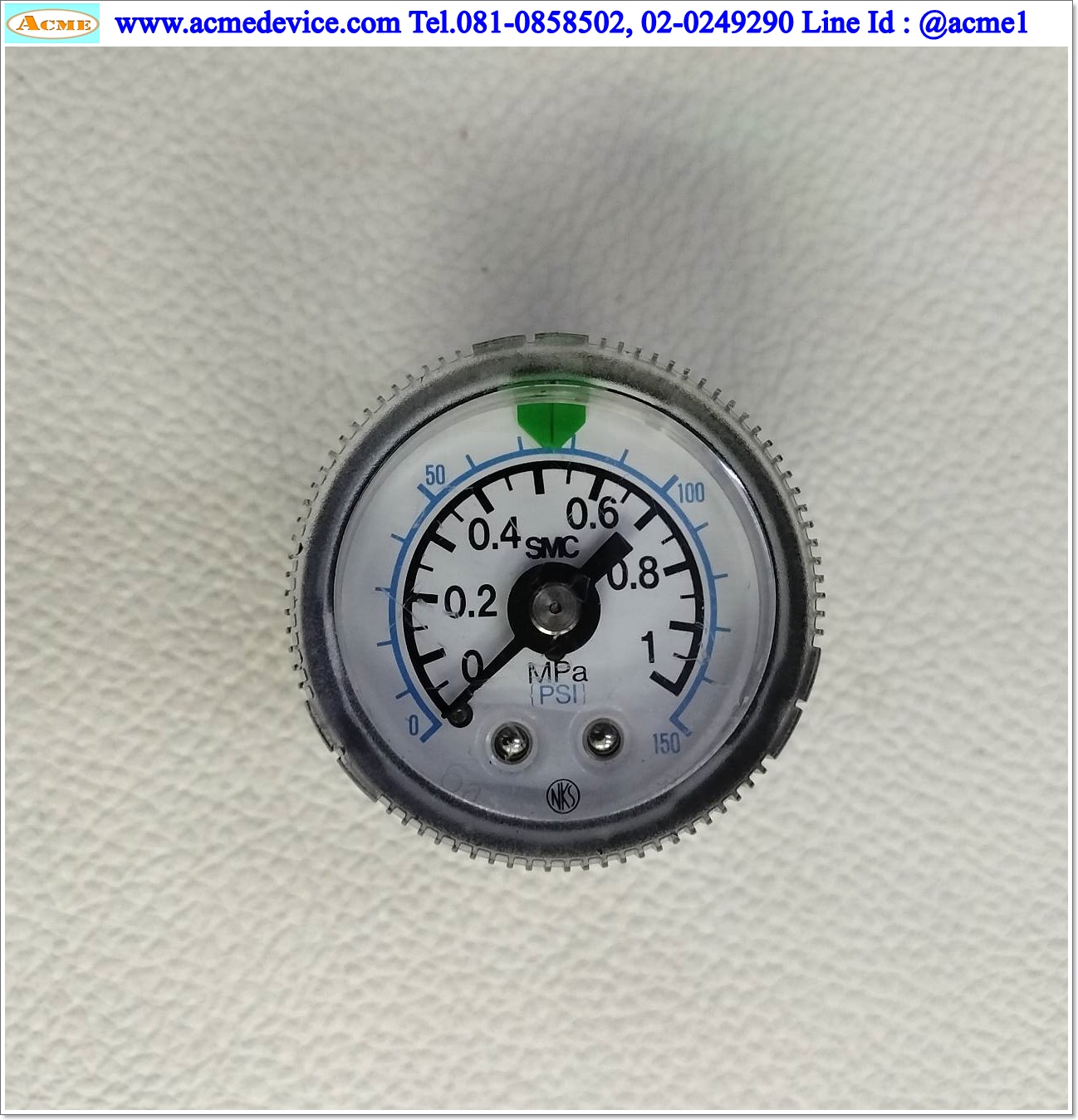 Pressure Gauge SMC รุ่น G46-P10-N01-X30, 0 – 1.0 MPa (0 – 150 psi), ขนาด Ø 42.5 มม.