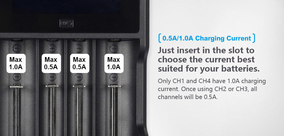 ที่ชาร์จแบตเตอรี่ XTAR VC4 USB LCD Universal Battery Charger แสดงความจุ mAh ได้ สำหรับแบต 3.7v และ 1.2v ของแท้ 100% สำหรับ 26650 18650 14500 AA AAA