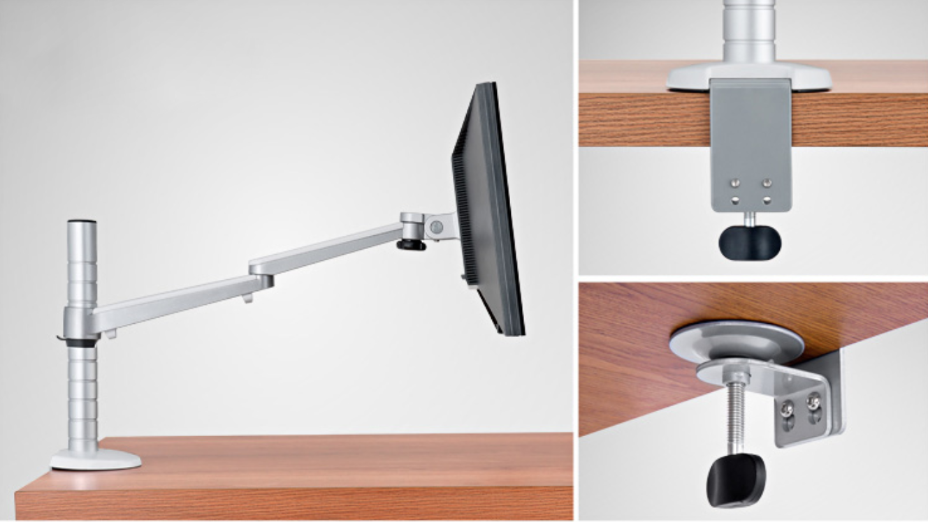 ขาตั้งจอคอมพิวเตอร์สำหรับ 2 จอ วัสดุอลูมิเนียม แข็งแรง ราคาถูก