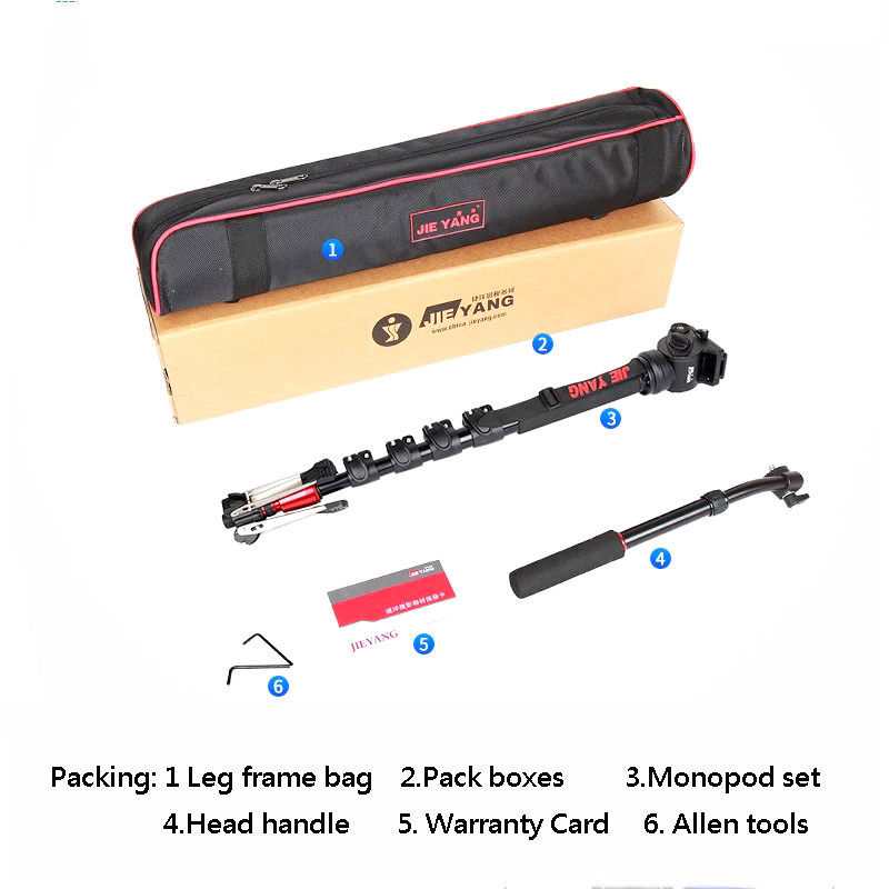 ขาตั้งโมโนพอด(ขาเดียว) JIEYANG JY0506B Monopod พร้อมหัวแพนวิดีโอ ความสูง 1.8 เมตร