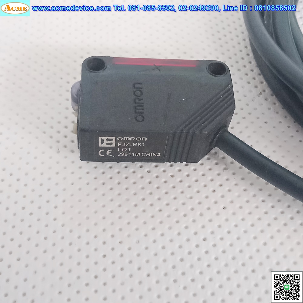 Photoelectric Omron รุ่น E3Z-R61, ระยะ 100 mm. - 4 m. (ใช้แผ่นสะท้อน, NPN, L-ON/D-ON)