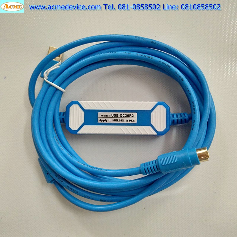 Download cable สายโหลด รุ่น USB-QC30R2, ใช้กับ PLC Mitsubishi, Q Series และจอทัชสกรีน A900 (2.5 m.)