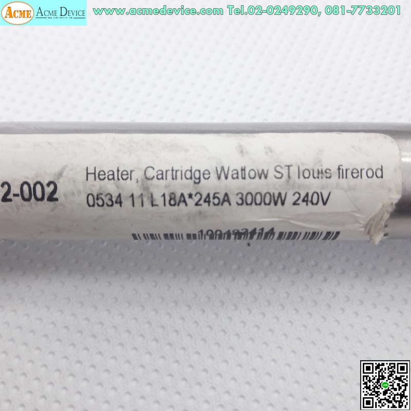Heater, Cartridge Waftow ST Iouis firerod, L18a*245A, 3000W, 240V