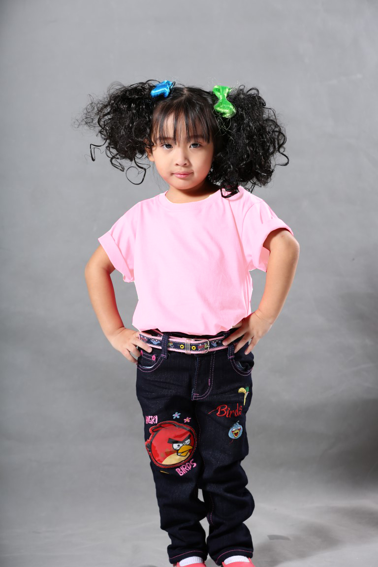 เสื้อยืดเด็ก สีชมพูพาสเทล คอกลม แขนสั้น Size L