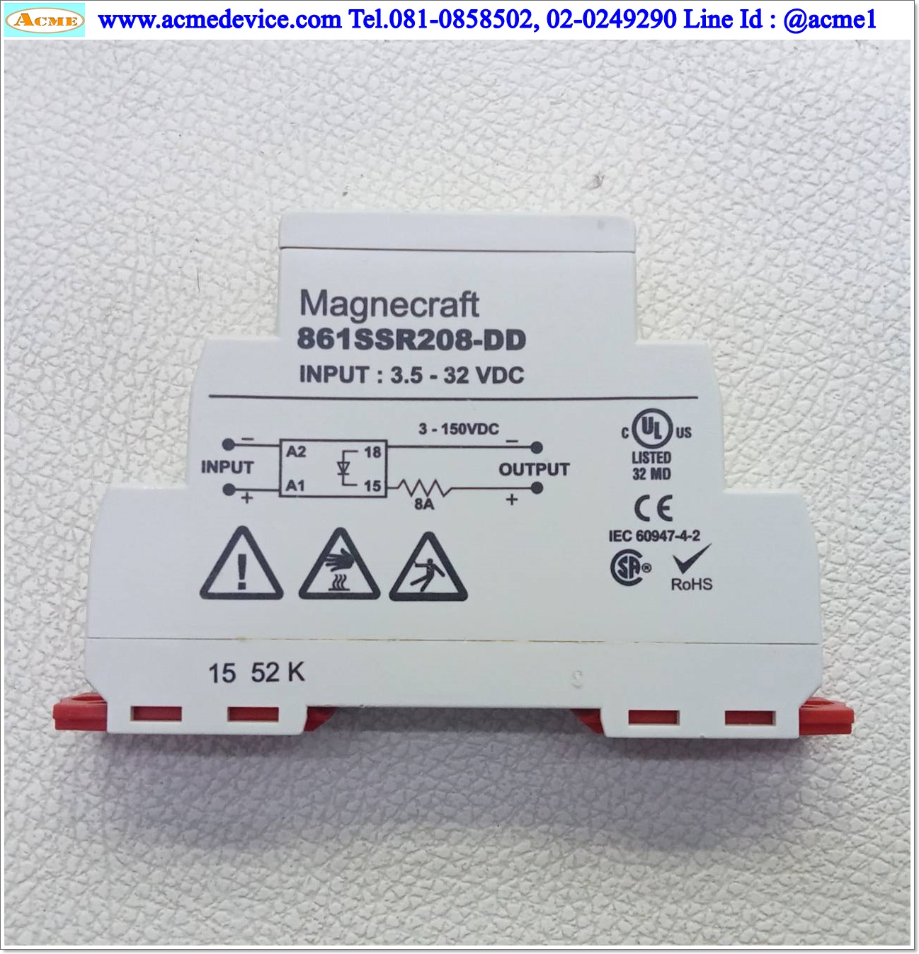 Solid State Relay Schneider รุ่น 861SSR208-DD, Input 3.5 to 32 Vdc, Output 3 to 150 Vdc 8A