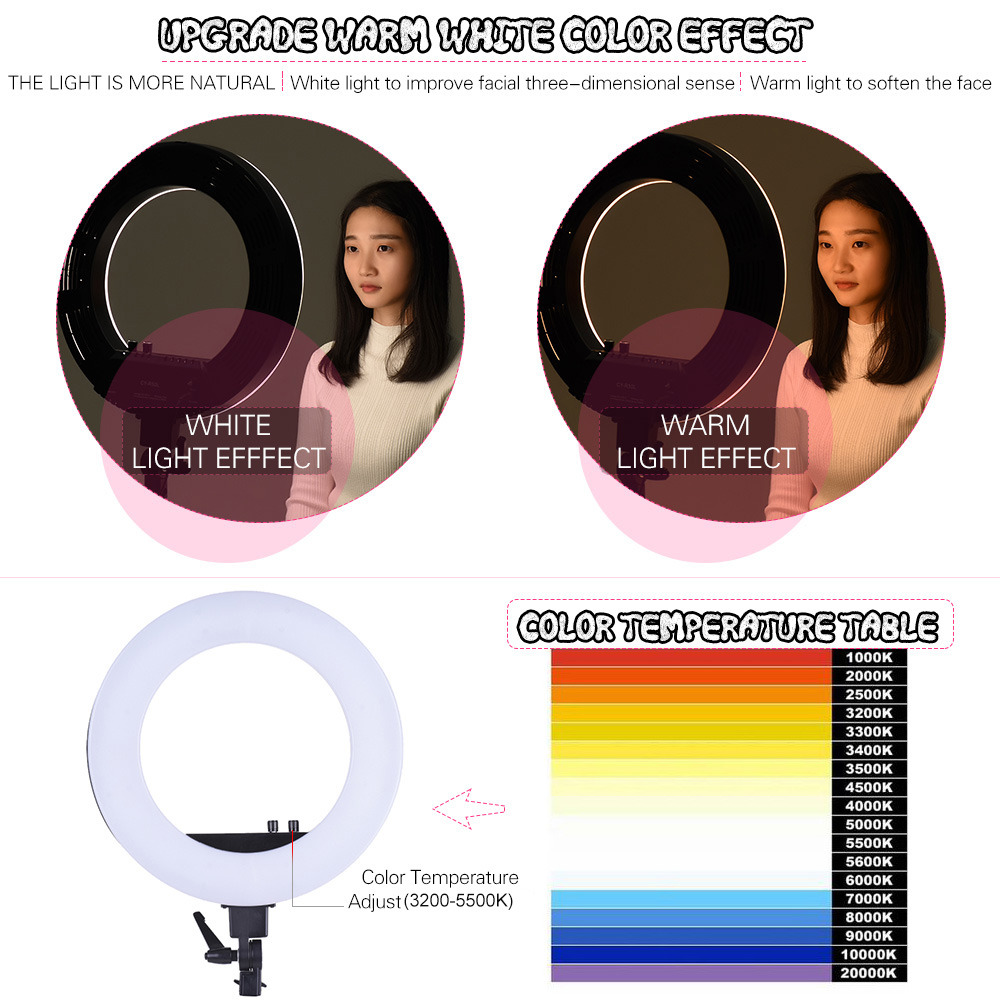 Ringlight ไฟวงแหวนถ่ายภาพขนาด18นิ้ว รุ่น CY-R50L ไฟต่อเนื่องถ่ายรูป ไฟแต่งหน้า