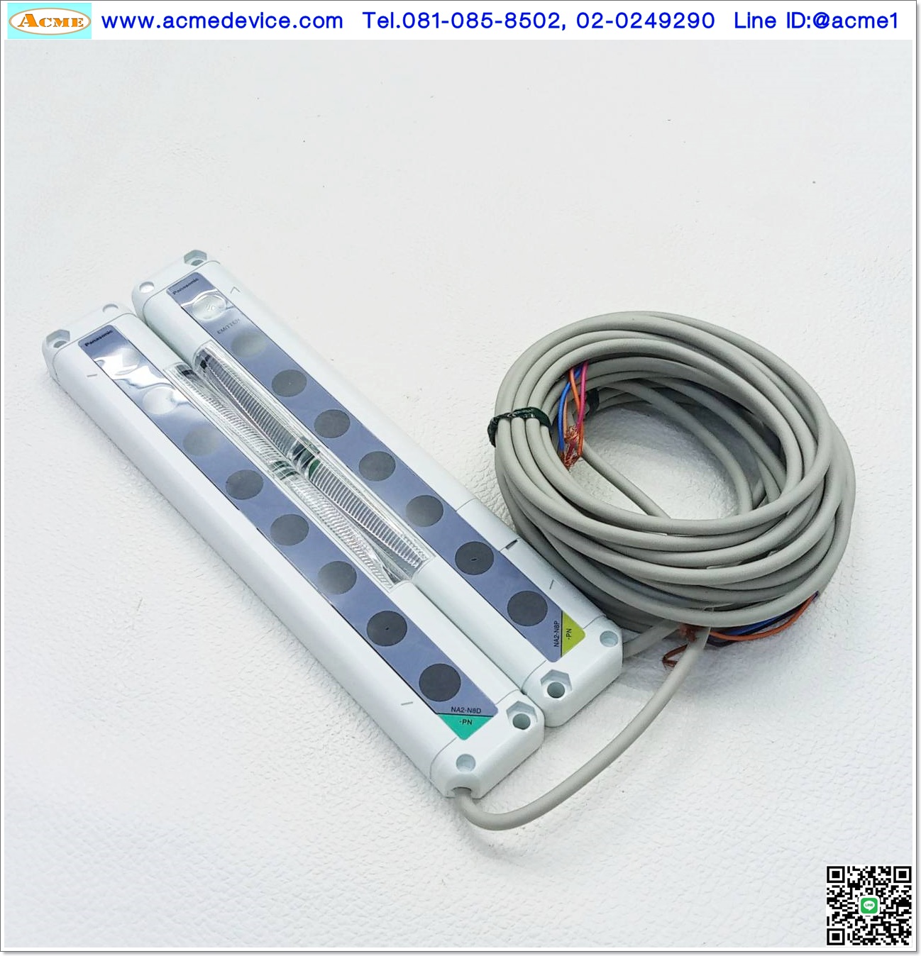 Area Sensor SUNX รุ่น NA2-N8P-PN + NA2-N8D-PN, Output PNP, Resolution 20 mm, ยาว 190 mm, ระยะ 0.1-5 M