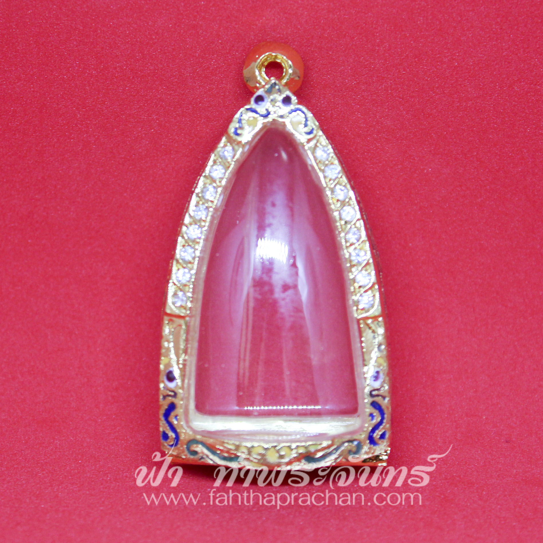 ตลับพระกริ่ง ทองเหลือง ลงยา ชุบทอง ฝังพลอย