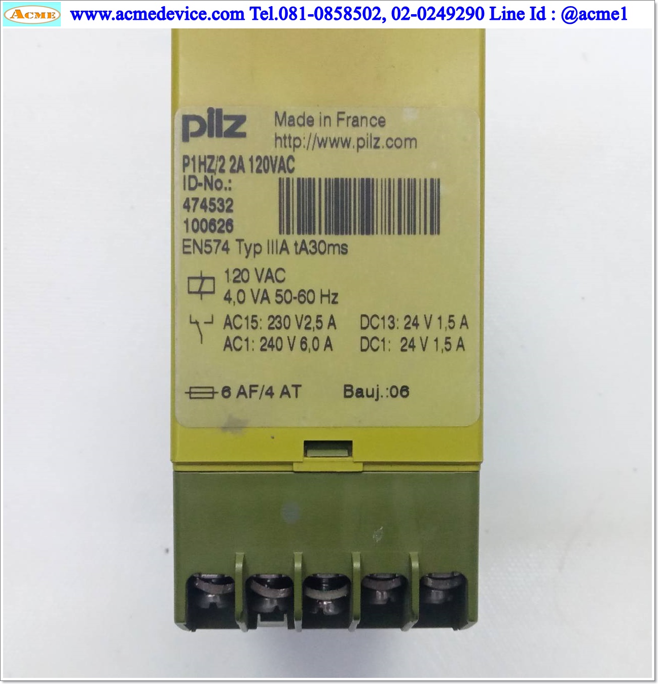 Safety Relay Pilz รุ่น P1HZ/2, 120V, 2A
