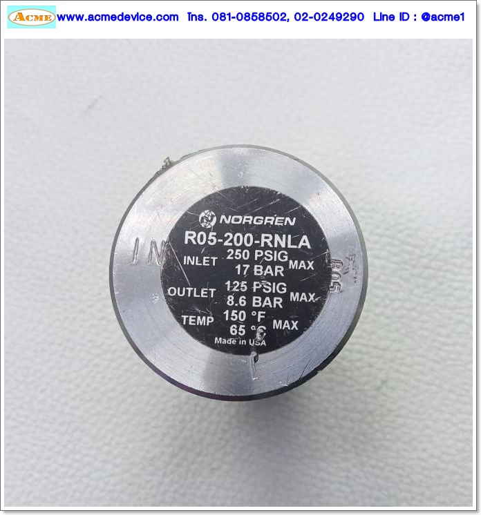 Regulator Norgren รุ่น R05-200-RNLA, Stainless Stee, 1/4 NPTF, 5-125 PSI