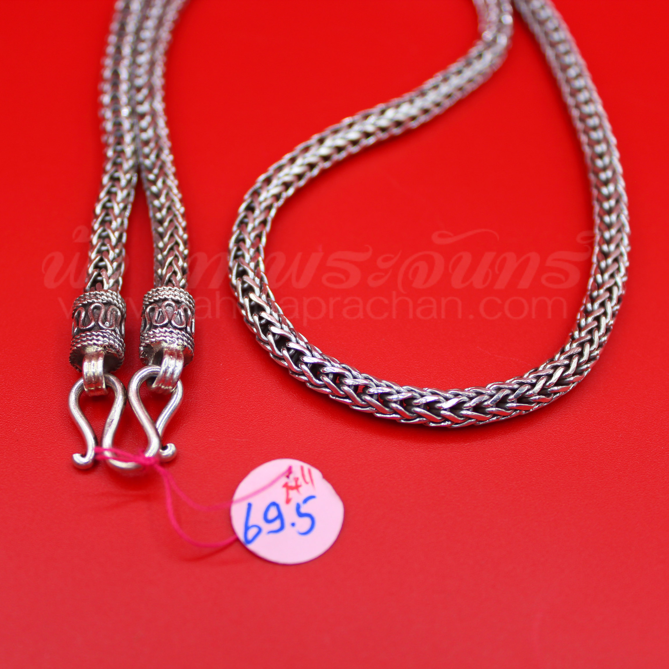 สร้อยคอเงินแท้ 92.5 ลายสี่เสากลม หัวจรวด รมดำ