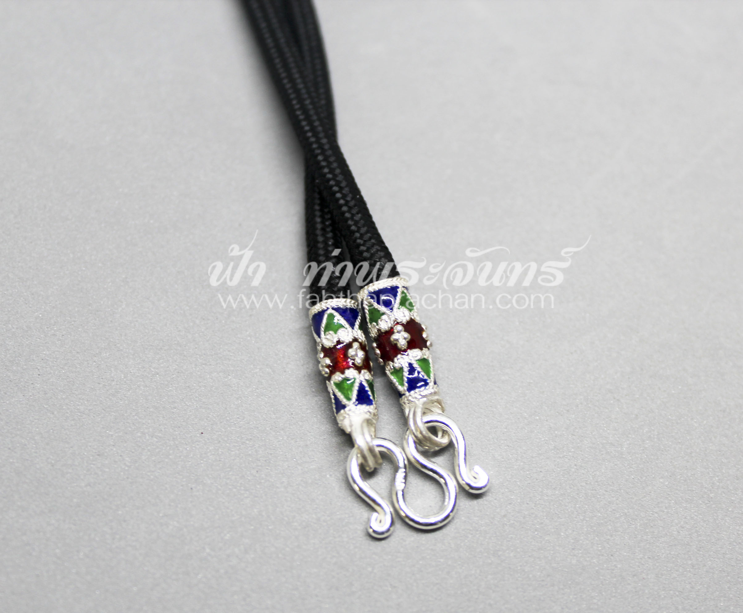 สร้อยคอเชือกร่ม เงินแท้ หัวจรวดลงยา