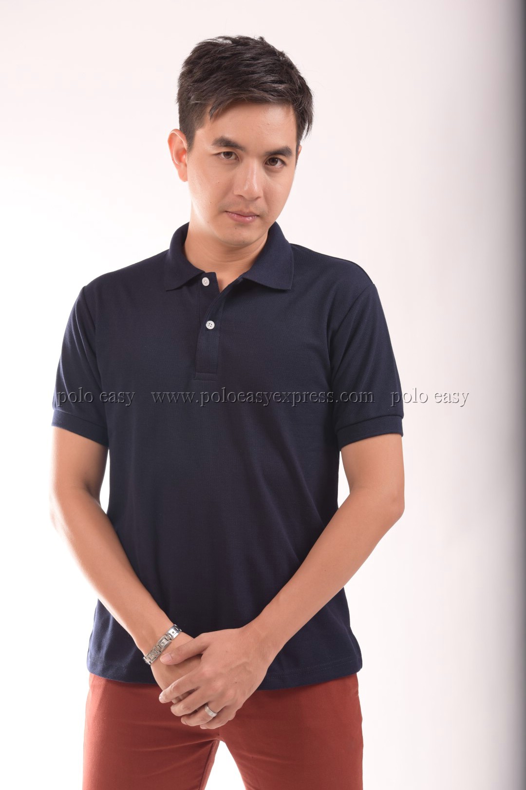 เสื้อโปโล สีกรมท่า TK Premium แขนสั้น ทรงตรง Size 2XL