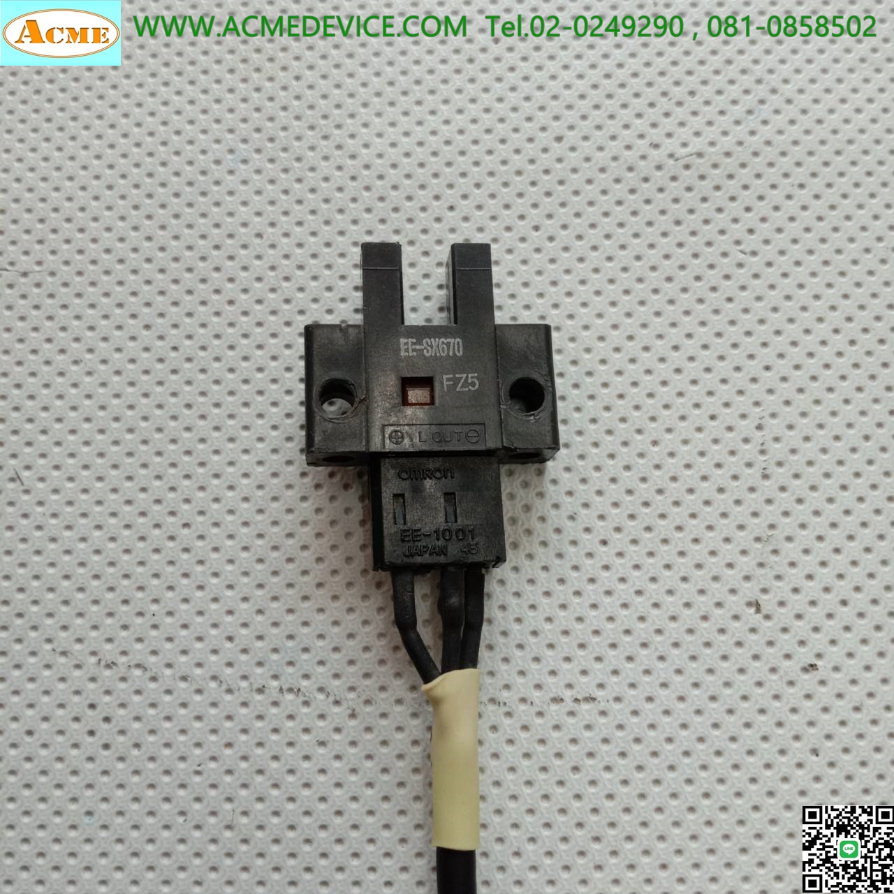 Photoelectric Omron รุ่น EE-SX670, ระยะ 5mm, NPN, Dark-ON / Light-ON, (ชิ้นงานผ่านไฟดับ)