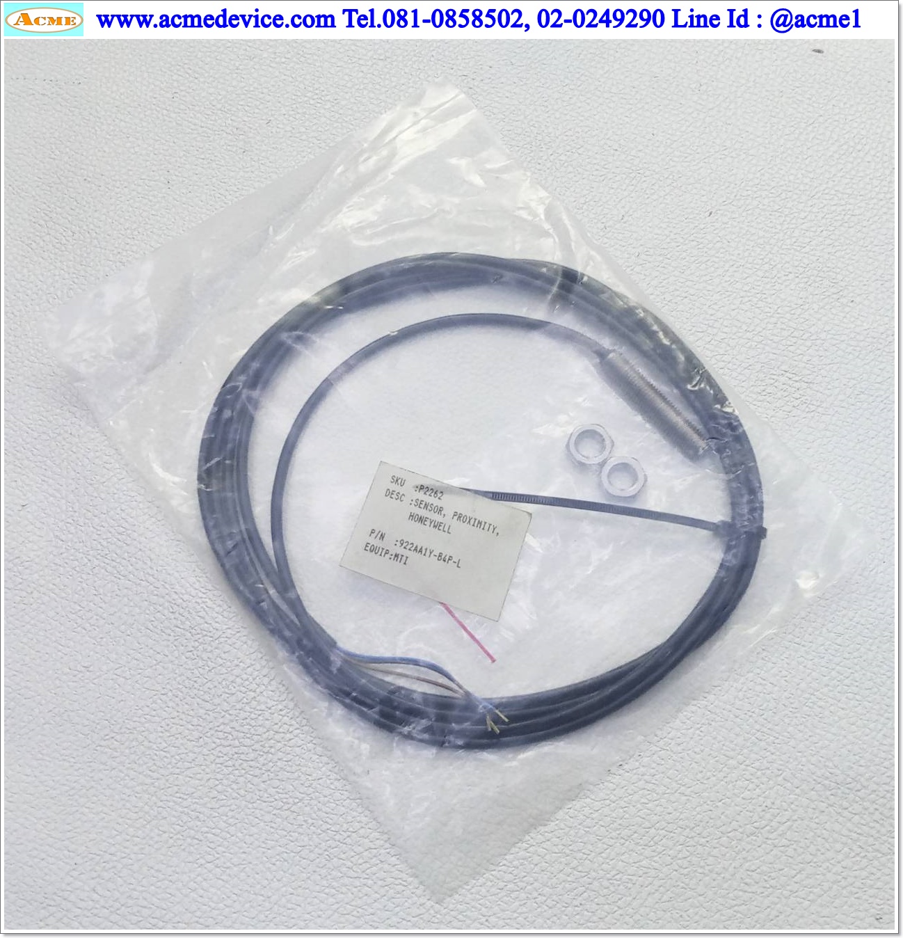 Proximity Honeywell รุ่น 922AA1Y-B4P-L, M8, ระยะ 1.4mm, 3Wire, PNP, NC, Shielded, Inductive
