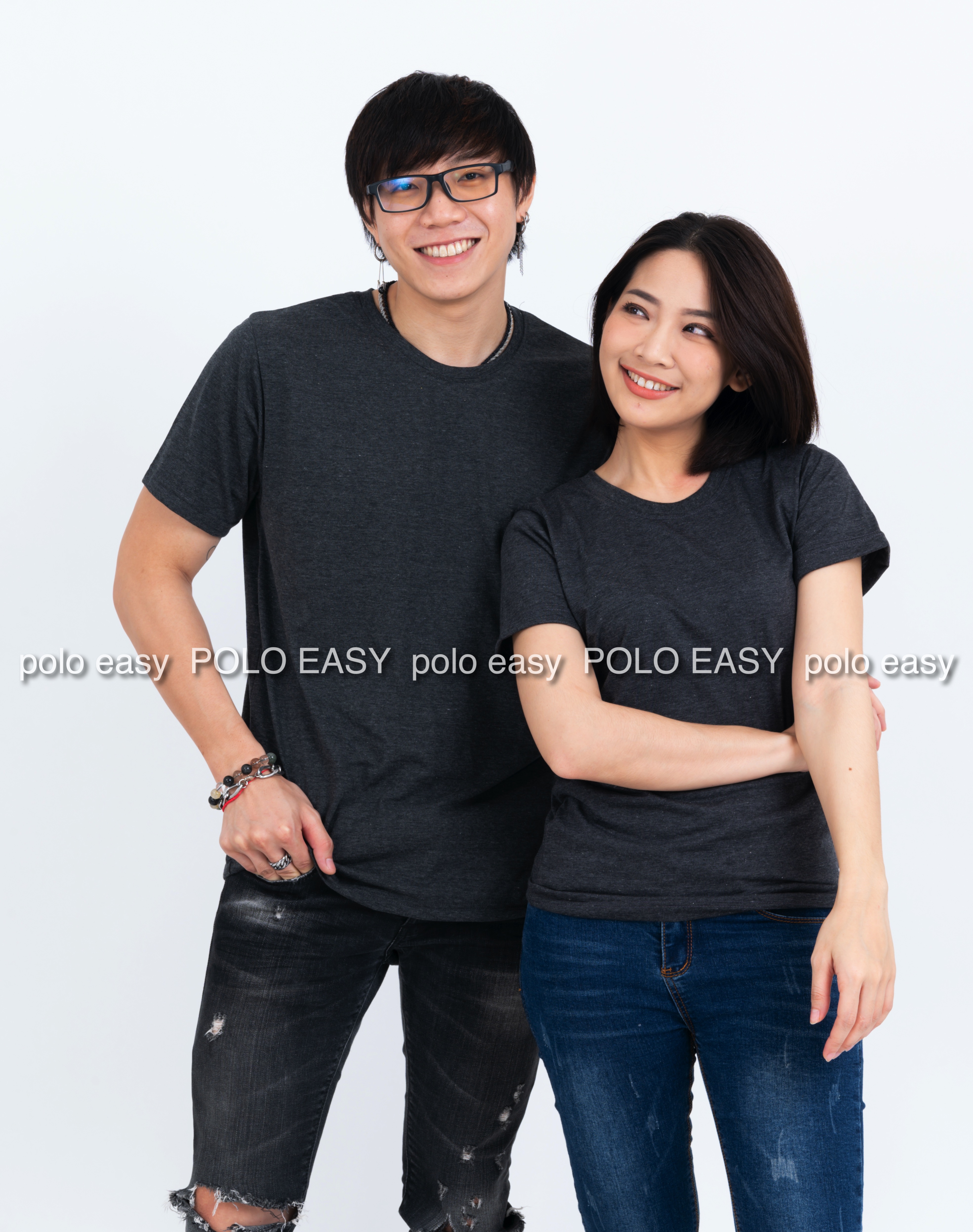 S เสื้อยืด สีดำท็อปดาย คอกลม แขนสั้น Size S