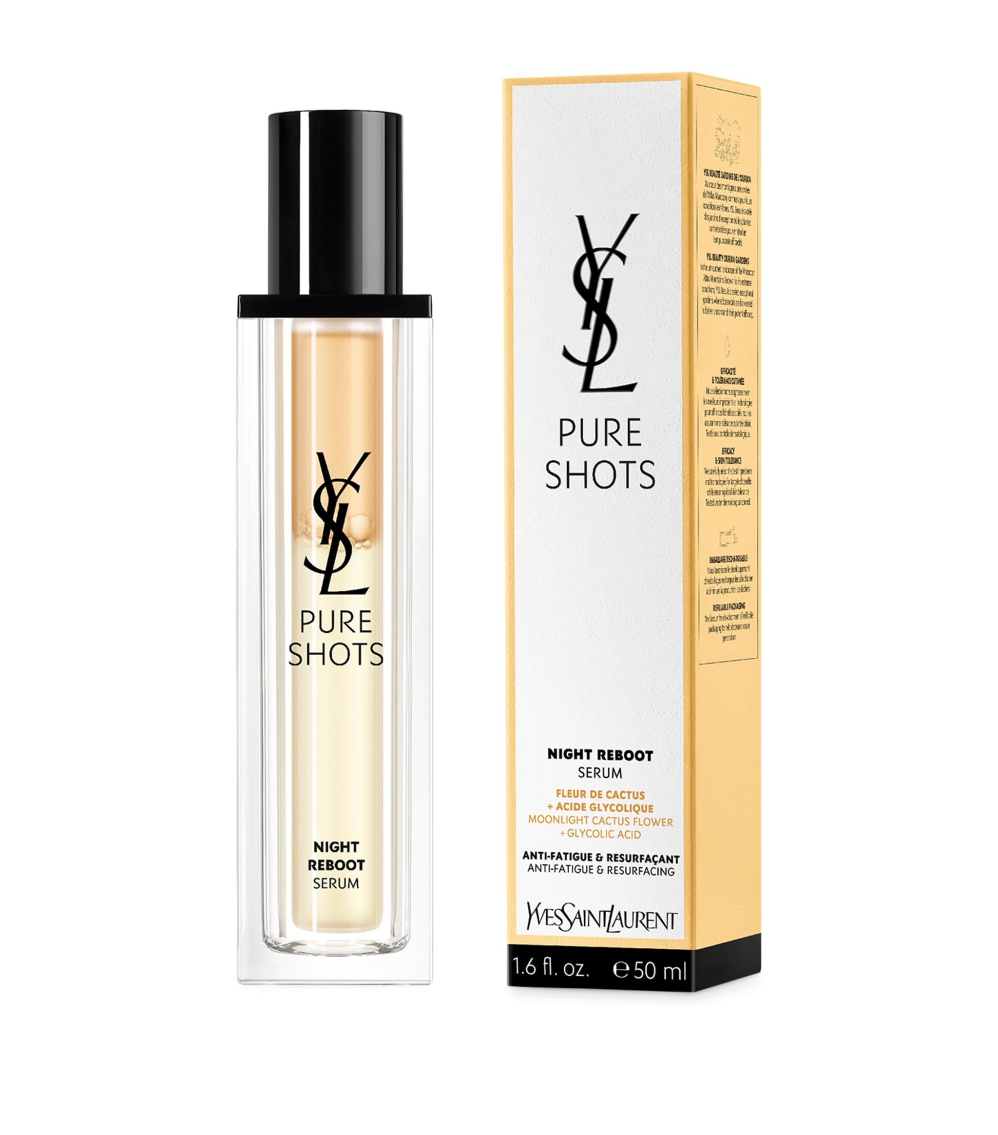 บำรุงผิวอีฟแซง YSL - Pure Shots Night Reboot Serum Fleur De Cactus+Acide Glycolique 50ml