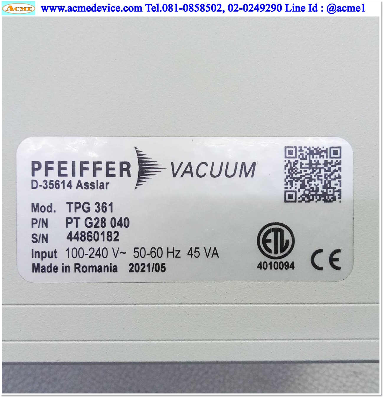 Vacuum Controller Pfeiffer รุ่น TPG361, 65 W ,100–240Vac