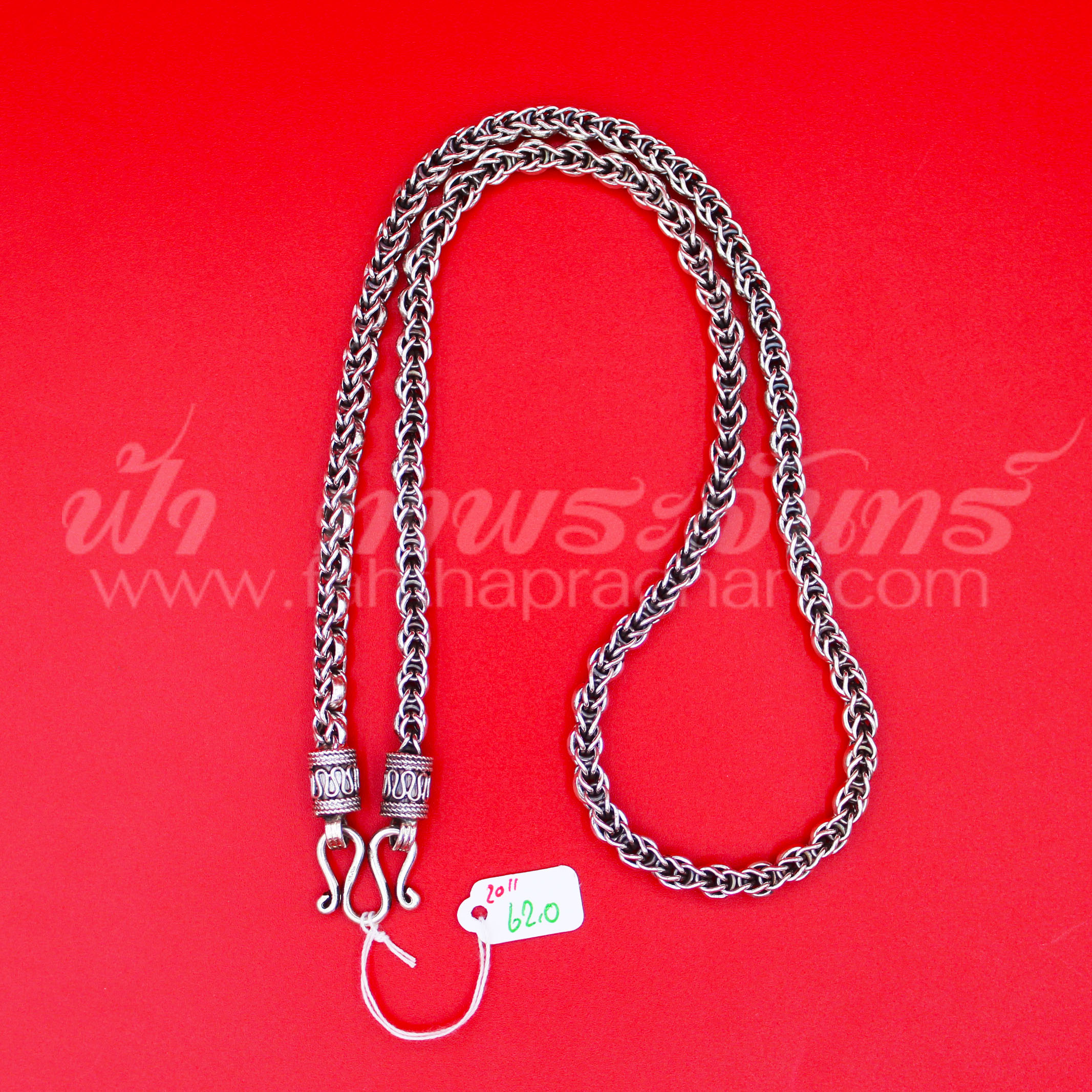สร้อยคอเงินแท้ 92.5 ลายข้าวโพด หัวจรวด รมดำ