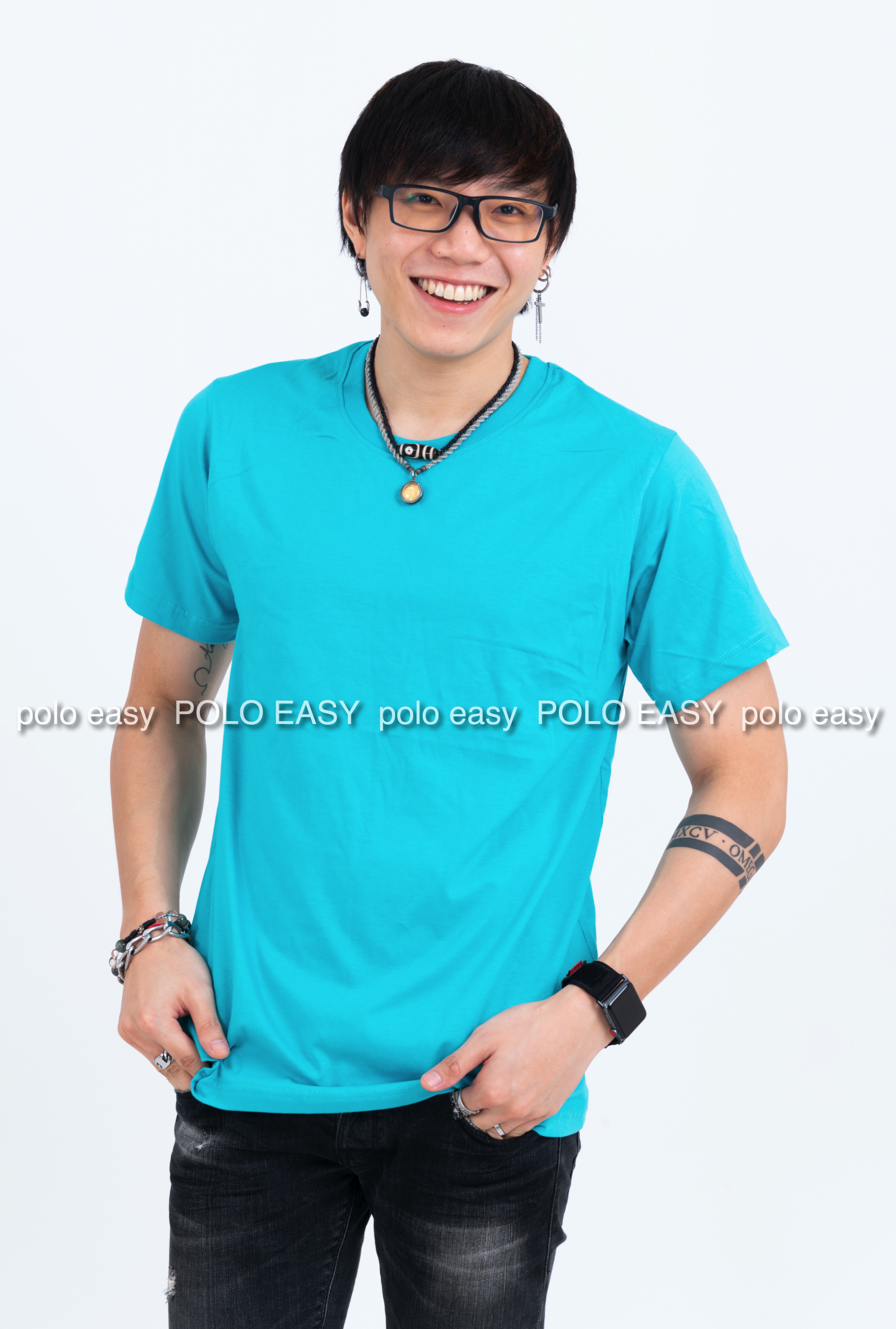 L เสื้อยืด สีเขียวมิ้นต์ คอกลม แขนสั้น Size L
