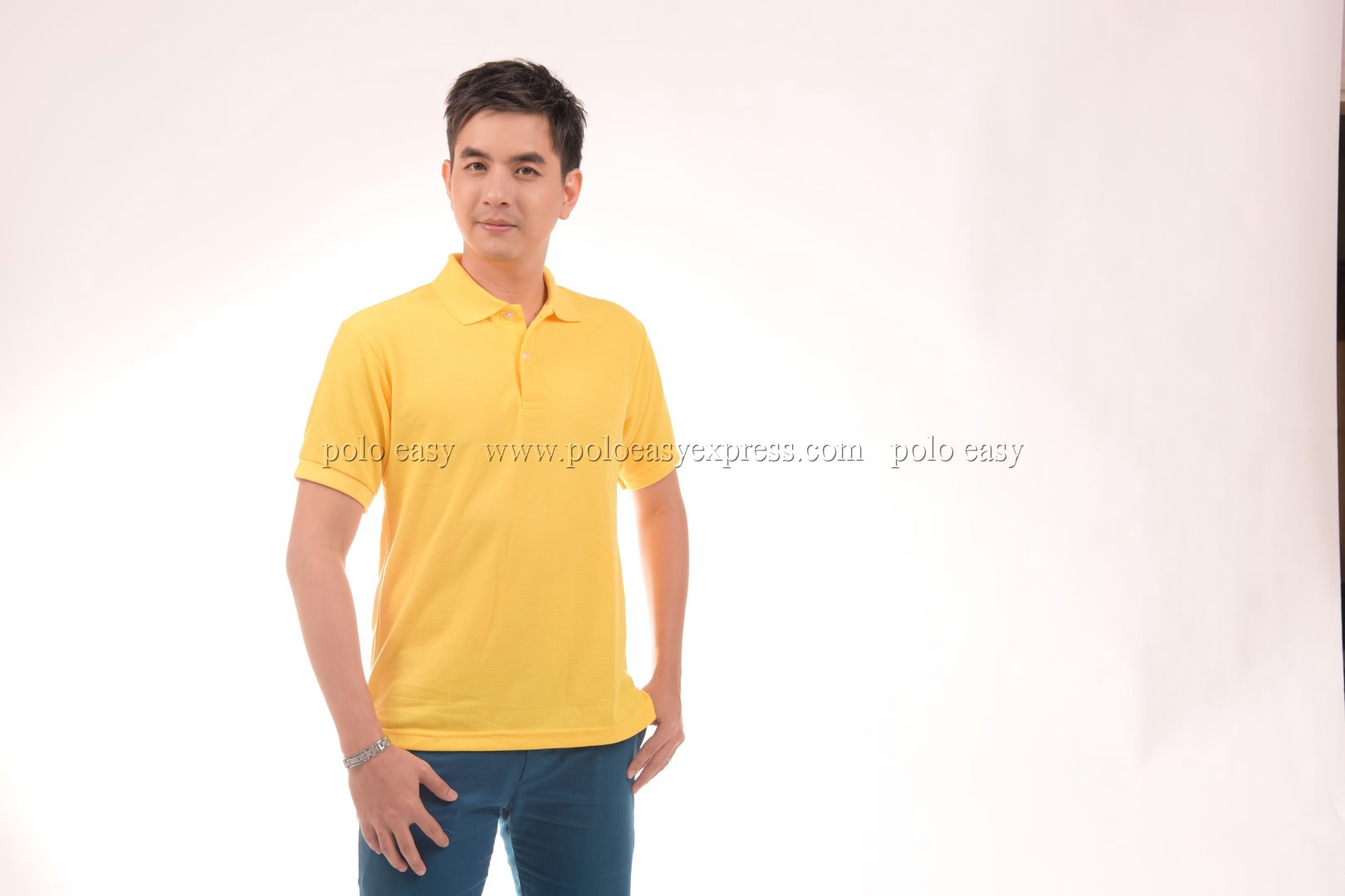 เสื้อโปโล สีเหลือง TK Premium แขนสั้น ทรงตรง Size L