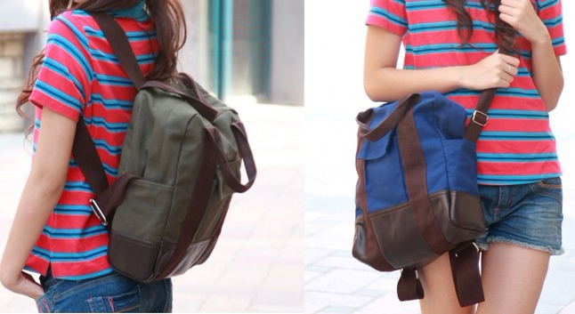 กระเป๋าสะพายข้าง กระเป๋าสะพายหลัง pop scanvas สีเขียว สีน้ำเงิน