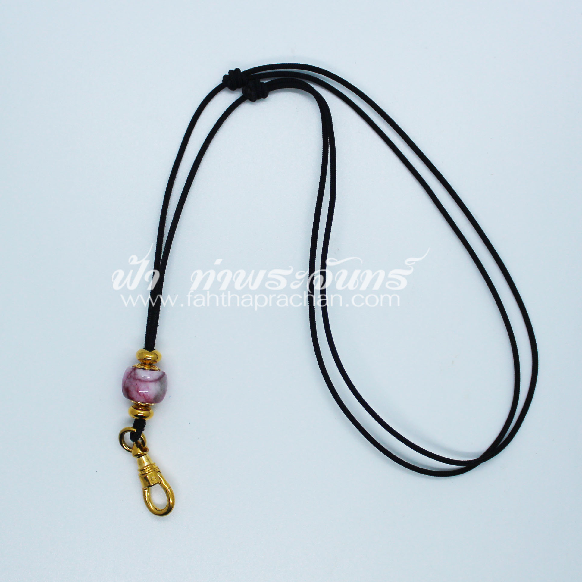 สร้อยคอเชือกร่มไมครอน ปรับระดับ ลูกเล่นหินสีมงคล