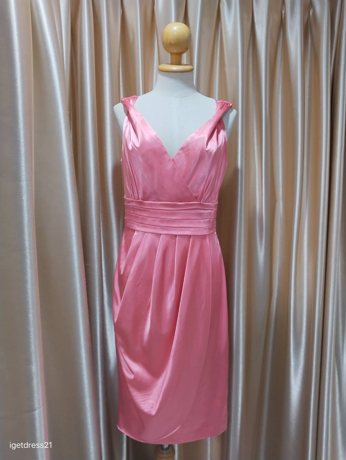 ชุดราตรีสั้น สีชมพู L