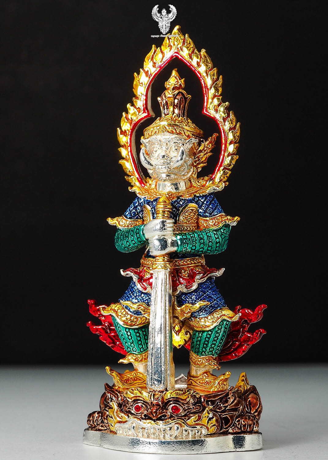 ท้าวเวสสุวรรณ. รุ่น คลังสมบัติ์ เนื้อสัมฤทธ์ชุบเงินลงยา5สี