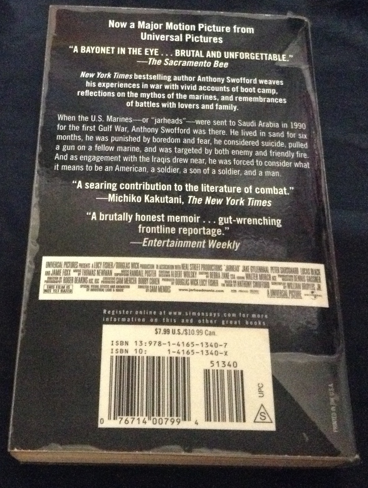 jarhead a marine's chronicle of the gulf war. by Anthony Swofford ราคา 80