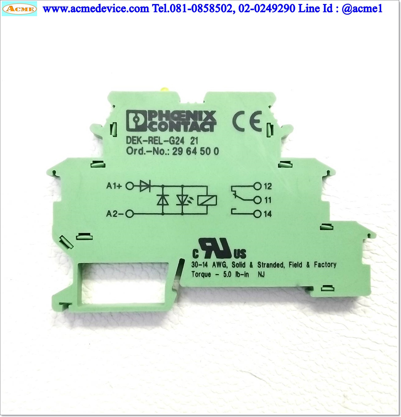 Relay Phoenix Contact รุ่น DEK-REL-G24/21, Coil 24V DC, Contact 6A