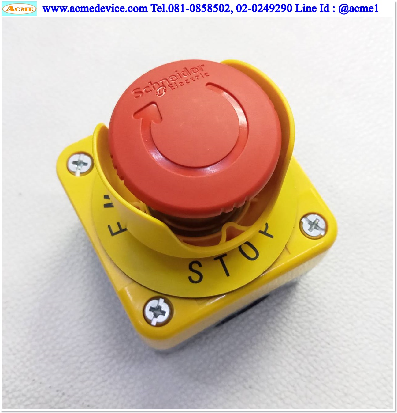 Emergency Switch Scheider รุ่น ZBE-102 (2NC) + ZBE-101 (1NO), Control Station (เจาะล่าง)