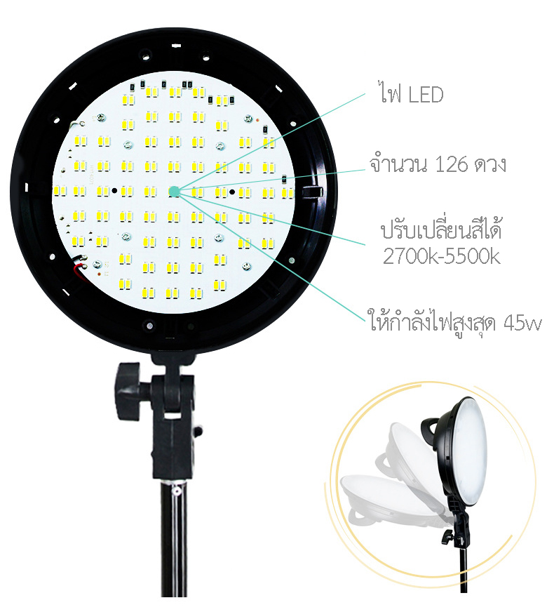 VolkWell Studio lighting kit รุ่น 45WX2 สำหรับถ่ายภาพสินค้า บุคคล ติดบัตร และถ่ายวิดีโองานสัมภาษณ์ ถ่ายยูทูป