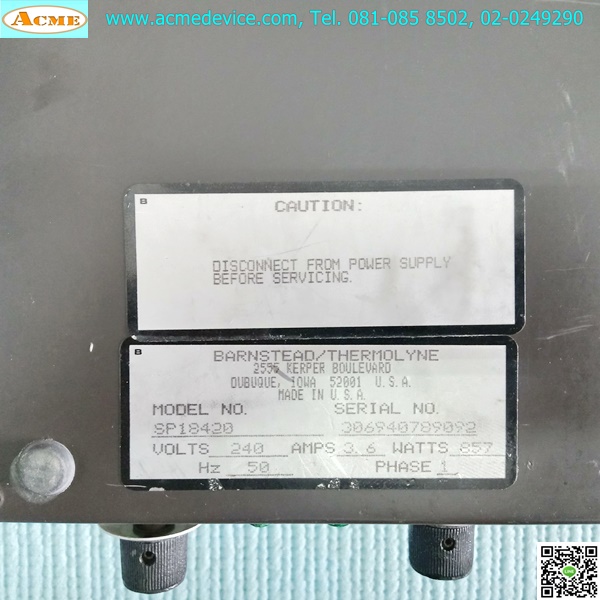 Barnstead/Thermolyne รุ่น SP18420, 240V, 3.6A, 857W, 1 Phase
