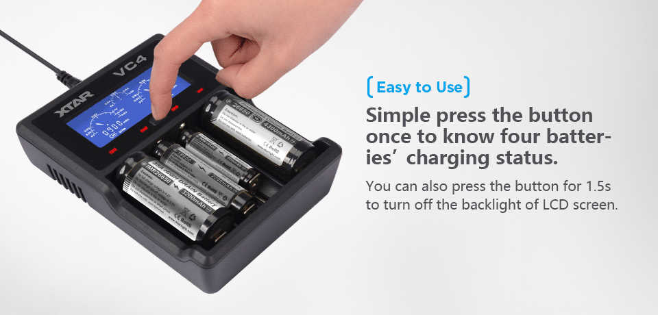 ที่ชาร์จแบตเตอรี่ XTAR VC4 USB LCD Universal Battery Charger แสดงความจุ mAh ได้ สำหรับแบต 3.7v และ 1.2v ของแท้ 100% สำหรับ 26650 18650 14500 AA AAA