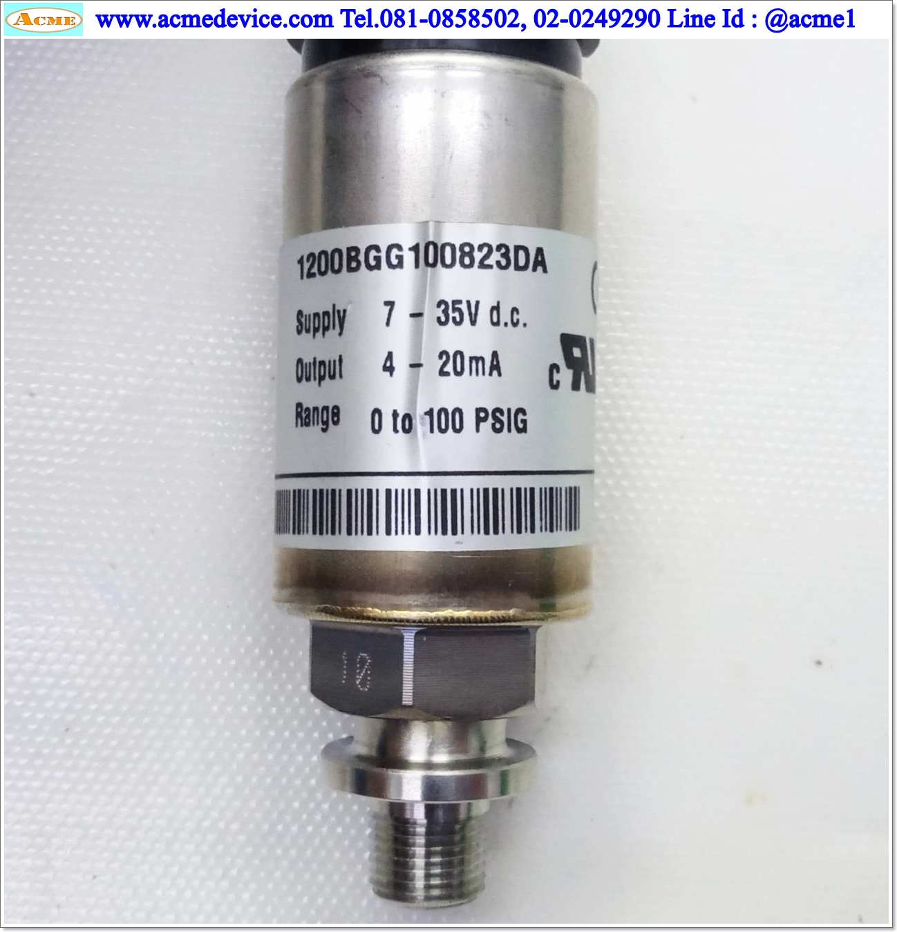 Pressure Gems รุ่น 1200BGG100823DA, Range 0 to 100 PSIG, Output 4-20mA