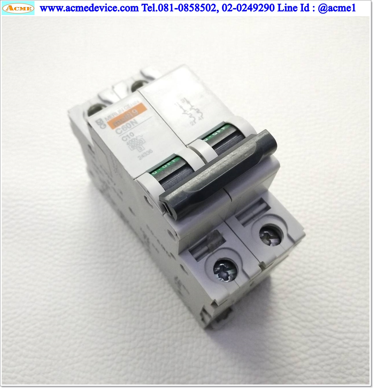 Breaker 2P Merlin Gerin รุ่น Multi9, C60N C10, 10A
