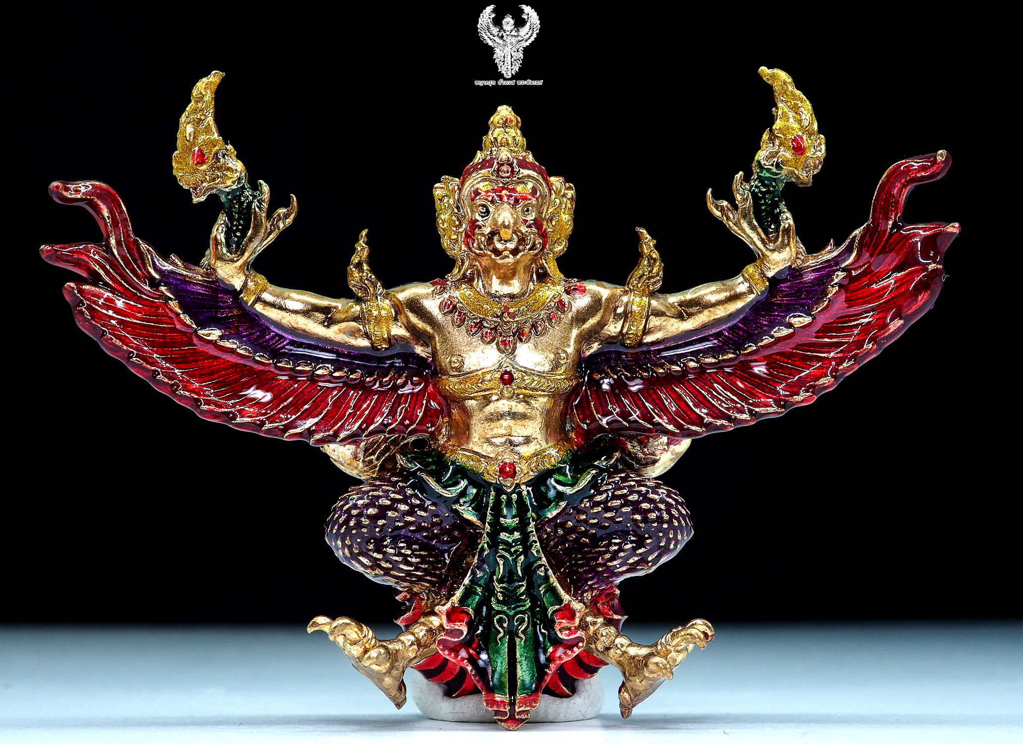 พญาครุฑ รุ่น บังเกิดทรัพย์ วัดครุฑธาราม เนื้อตริยโลหะ ลงยาราชาวดี