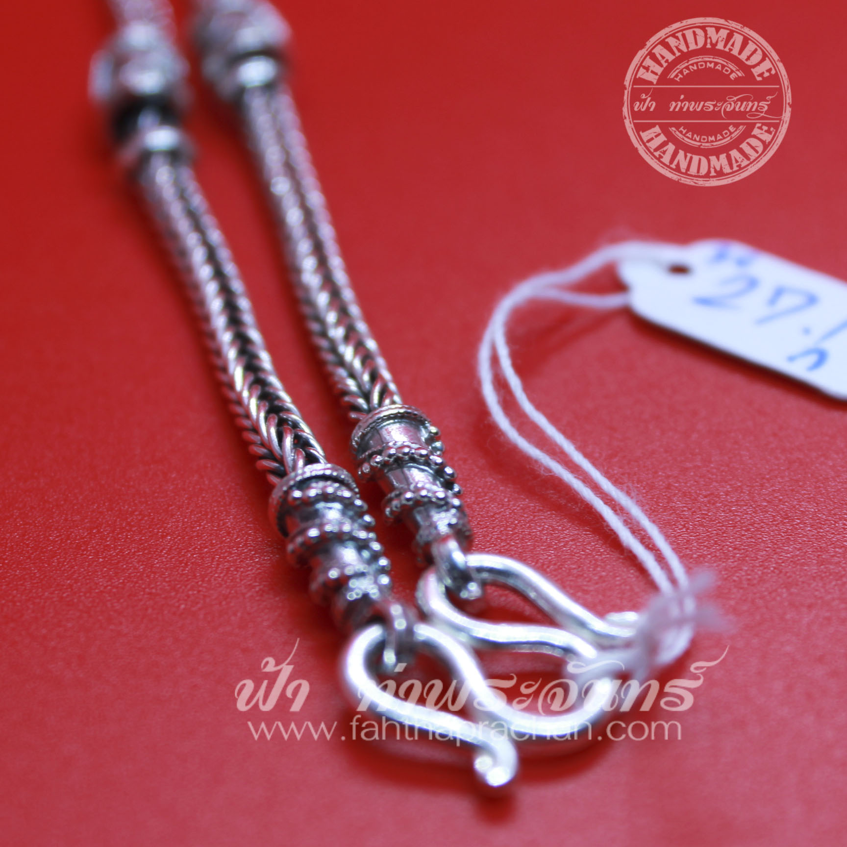 สร้อยคอเงินแท้ 92.5 ลายสี่เสา หัวจรวด รมดำ