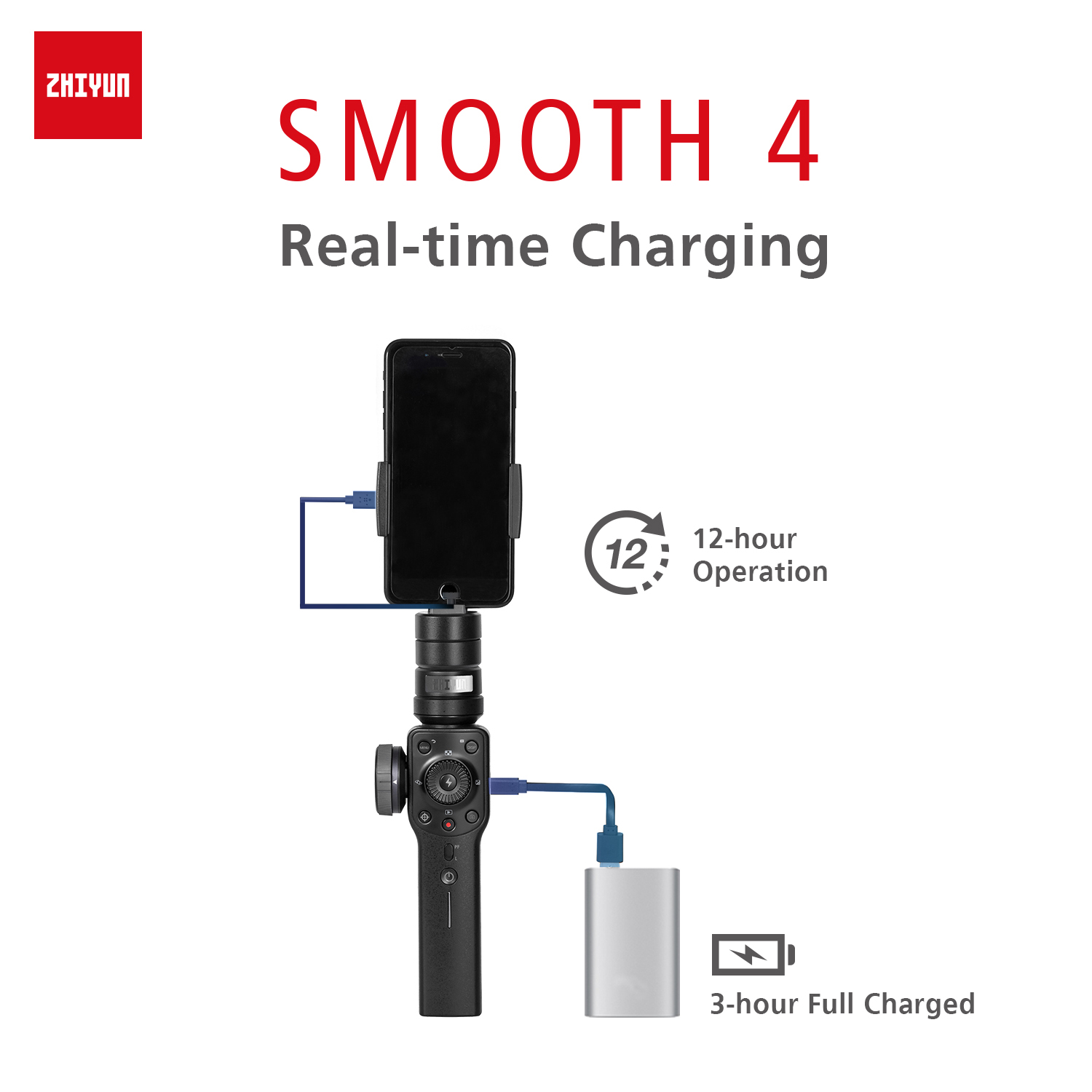 Zhiyun Smooth4 Smartphone Gimbal (Black) รับประกันศูนย์ไทย 1 ปี