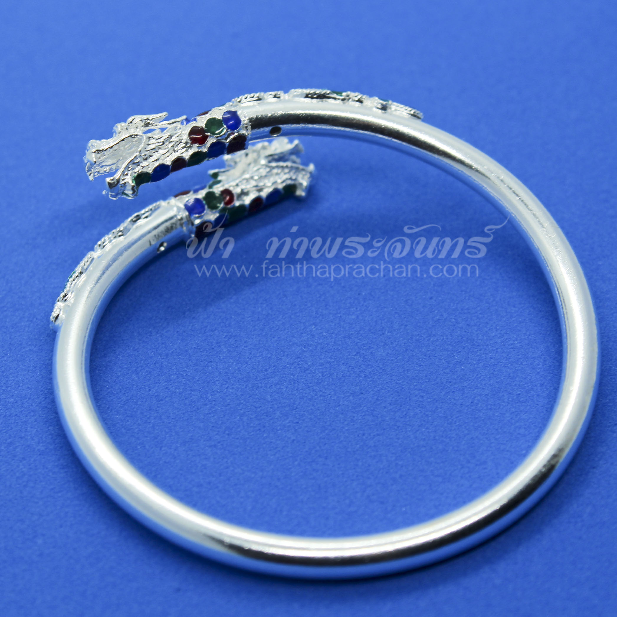 สร้อยข้อมือเงิน หัวมังกร ลงยา