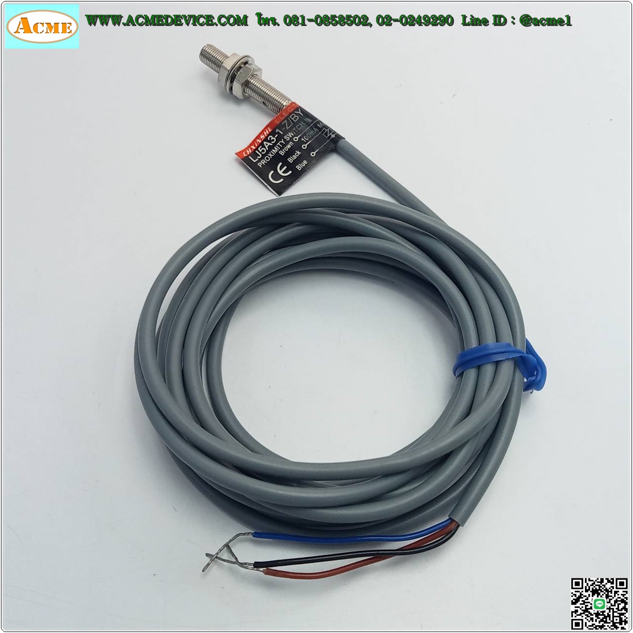 Proximity รุ่น LJ5A3-1-Z/BY, M5, ระยะ 1mm, 3wire, PNP, NO, Shielded, Inductive