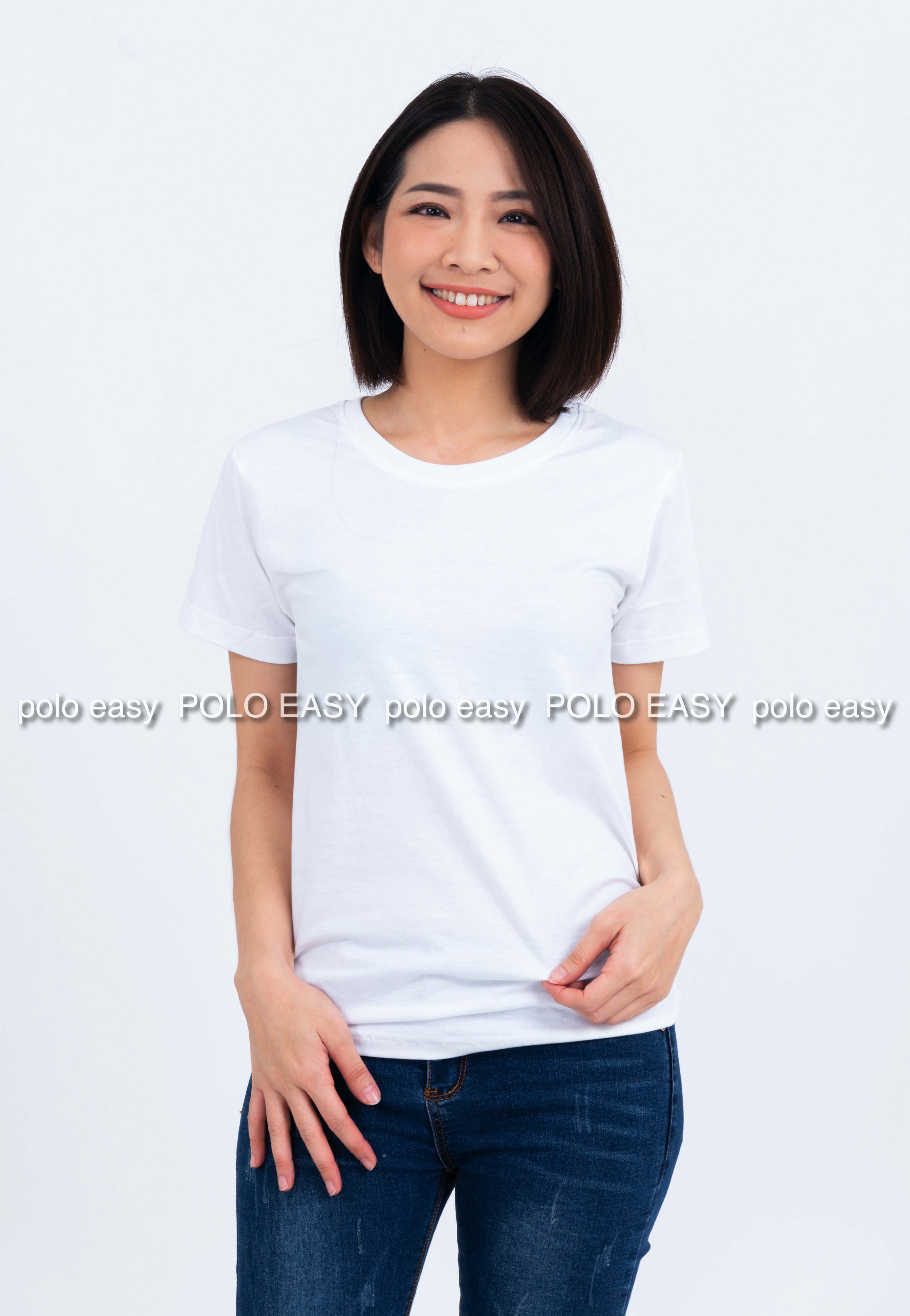 M เสื้อยืด สีขาว คอกลม แขนสั้น Size M