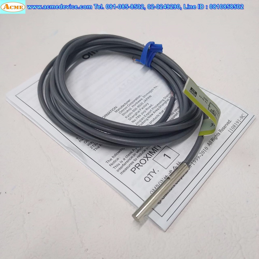 Proximity Omron รุ่น E2E-CR8C1, M4, ระยะ 0.8mm, 3wire, NPN, NO, Shielded, Inductive