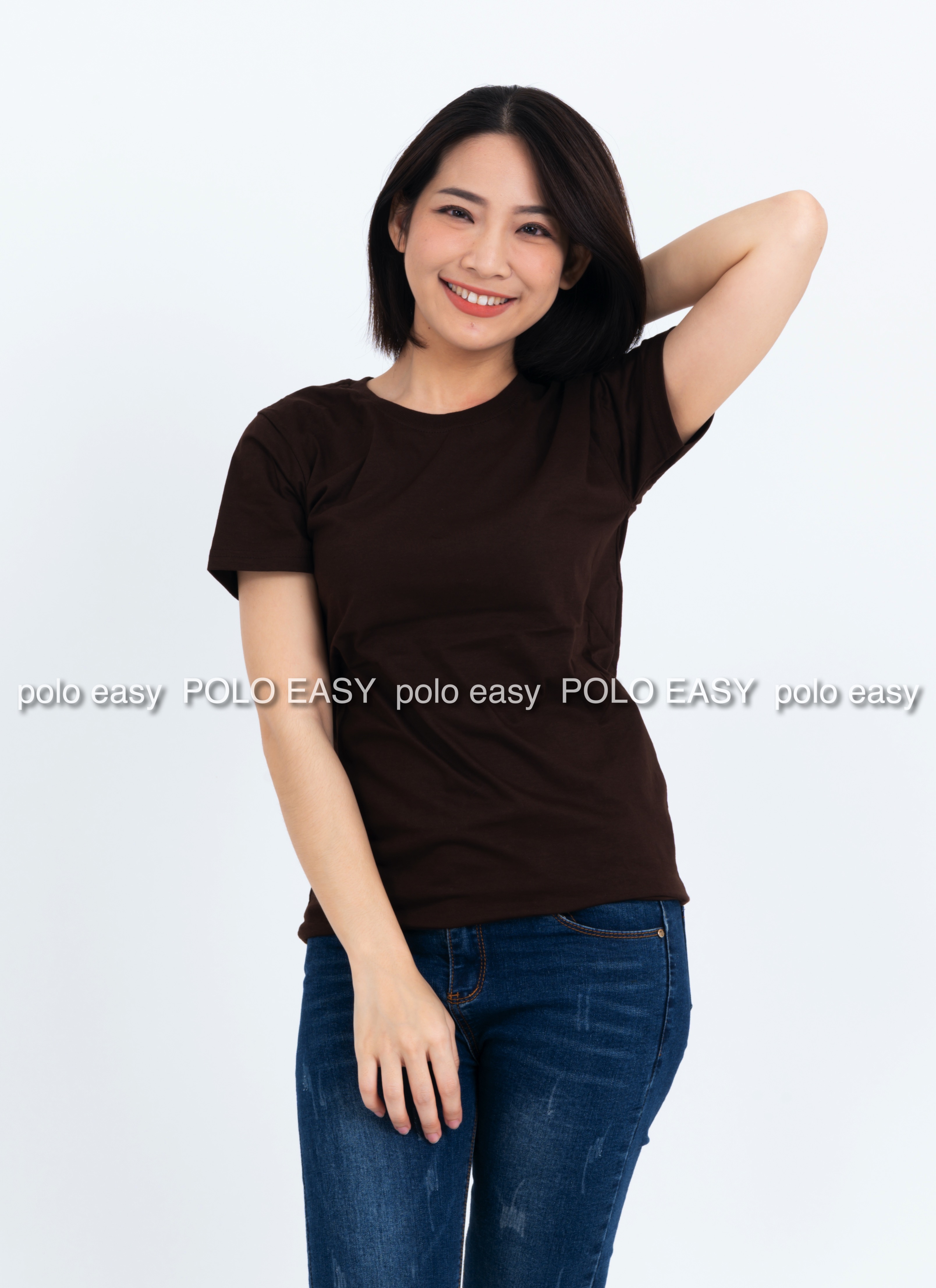 4XL เสื้อยืด สีน้ำตาล คอกลม แขนสั้น Size 4XL