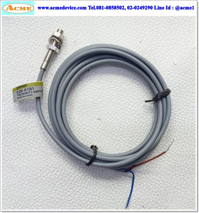 Proximity Omron รุ่น E2E-X1B1, M5, ระยะ 1mm, 3wire, NO, PNP, Shielded, Inductive