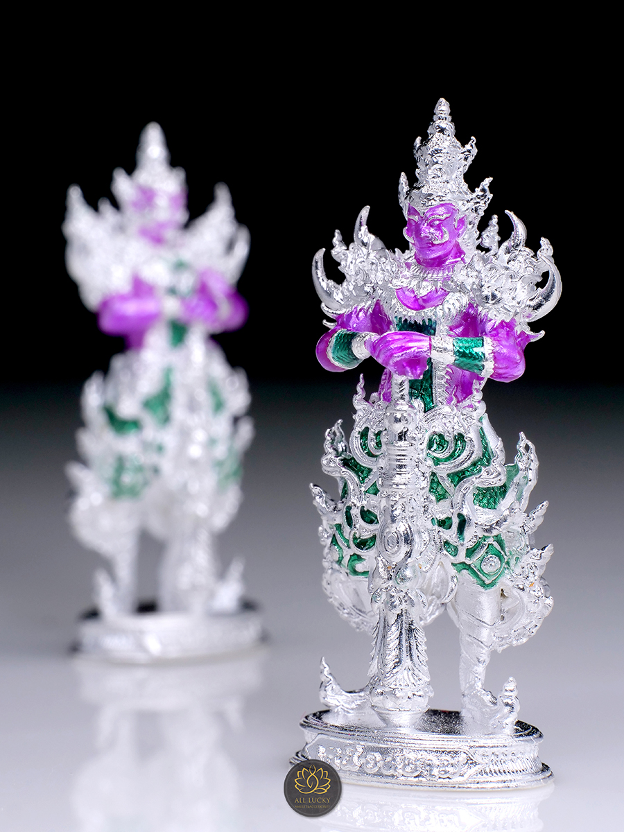 สีม่วงวันเสาร์ เปิดคู่ 2องค์ ท้าวเวส หน้าเทพ เก็บทรัพย์ +หน้ายักษ์ รับทรัพย์