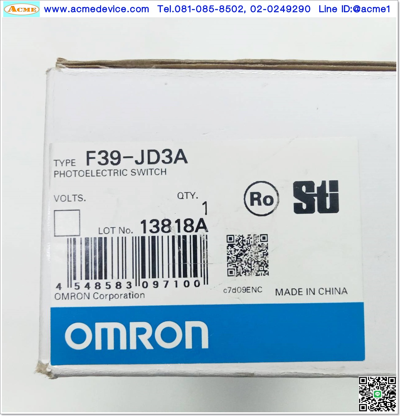 Cable Area Sensor Omron รุ่น F39-JD3A, 15 M, For Area Sensor Omron รุ่น F3SJ