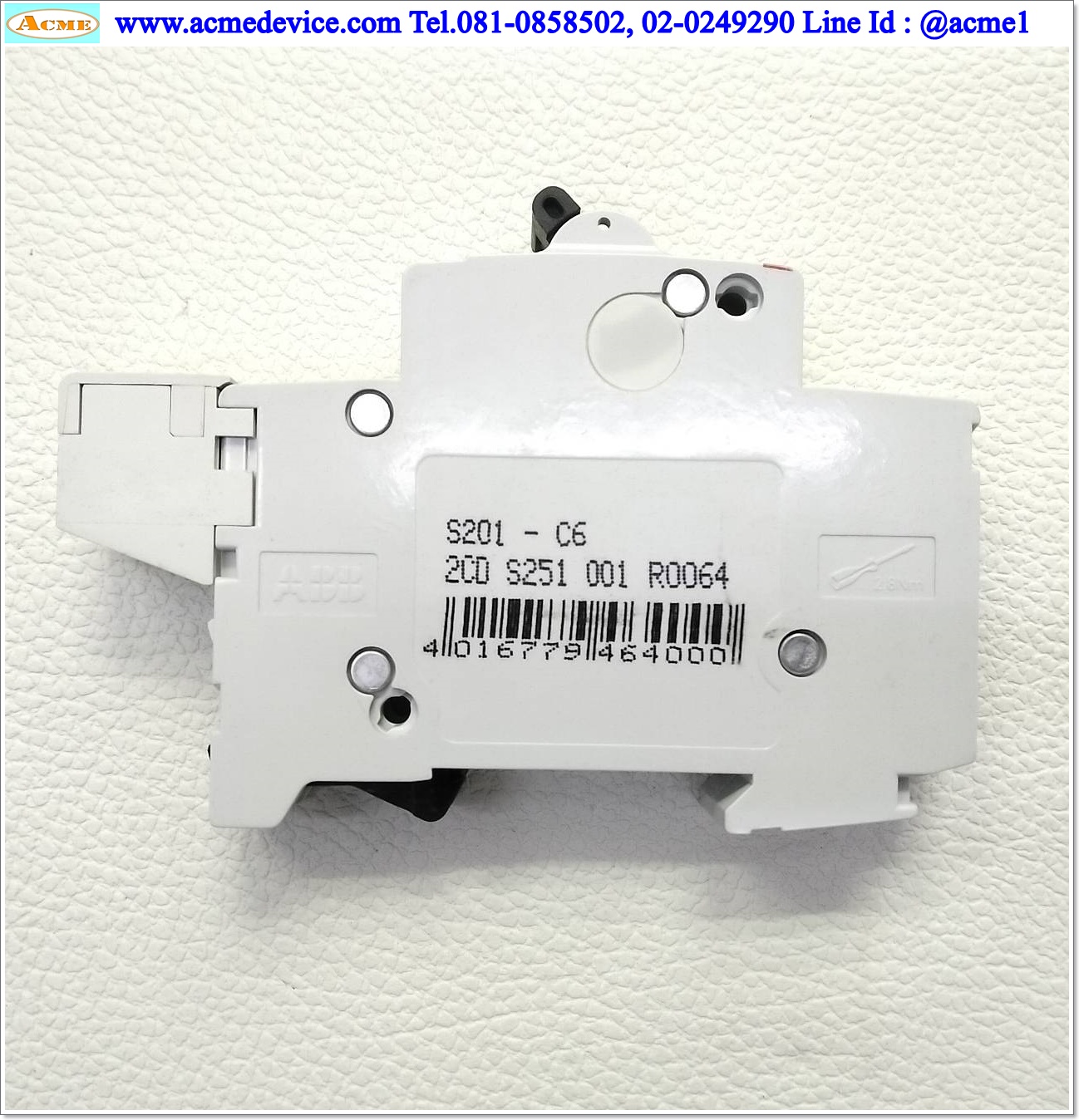 Miniature Circuit Breaker ABB รุ่น S 201 C6, 6A, 1P